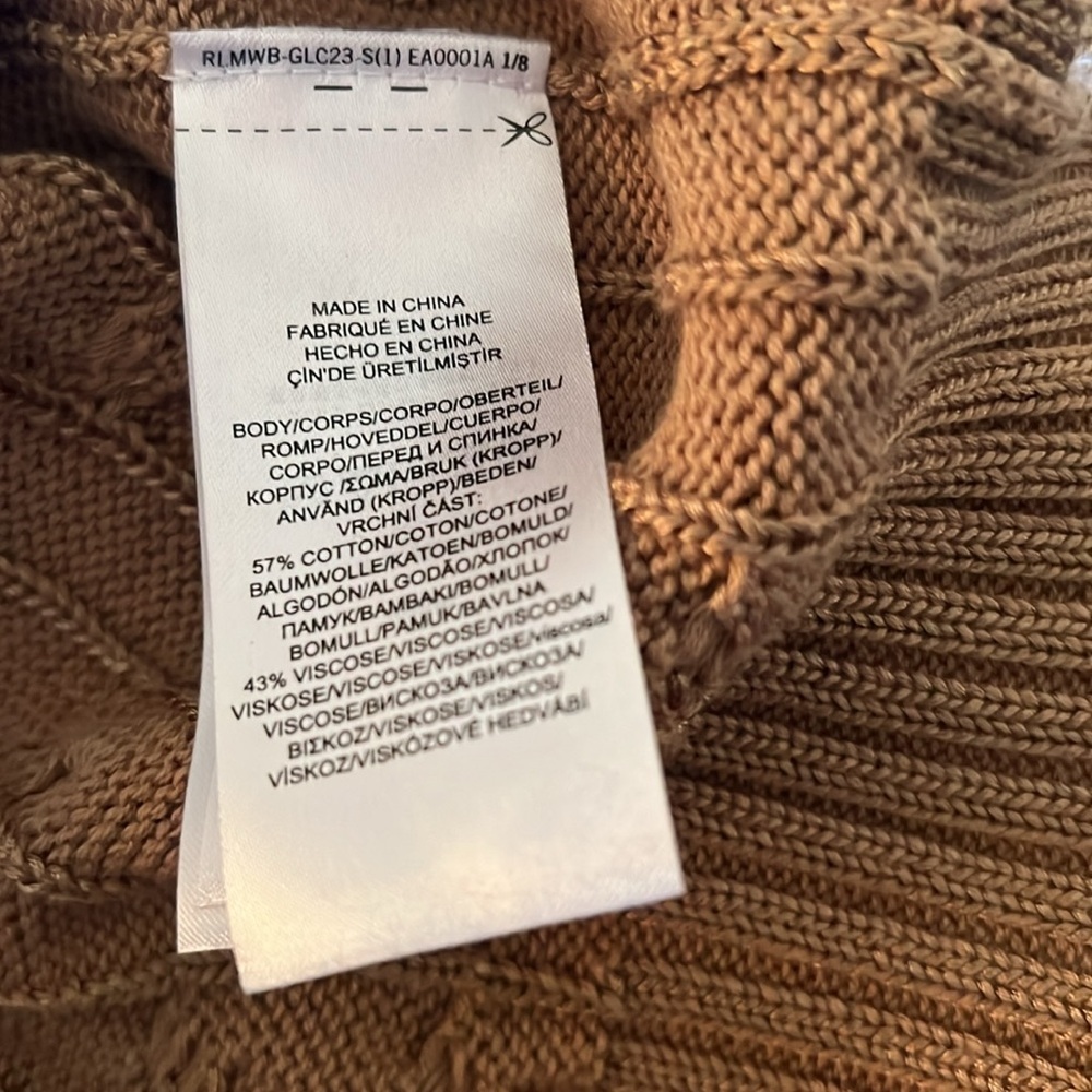 Ralph Lauren Women’s Gold Metallic Cable Knit Cotton Blend Crewneck Sweater M - Picture 11 of 16